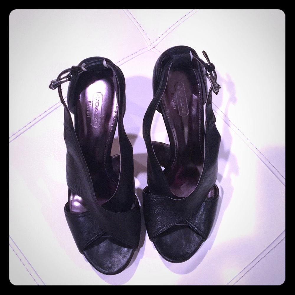 Coach - Black - Women’s Strappy Leather Heels